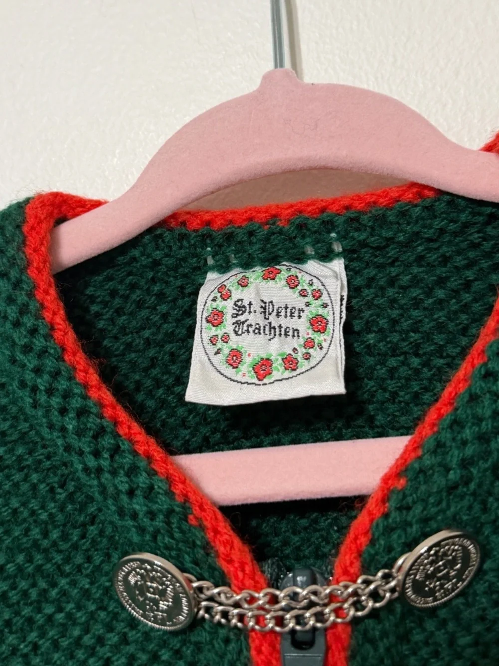Vintage Embroidered St. Peter Trachten Cardigan Approx 2T Floral Farm Mountains
